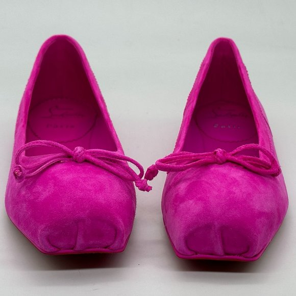 Christian Louboutin MAMADRAGUE Suede Ballerina Ballet Flat Shoes Bolerose - Picture 5 of 16